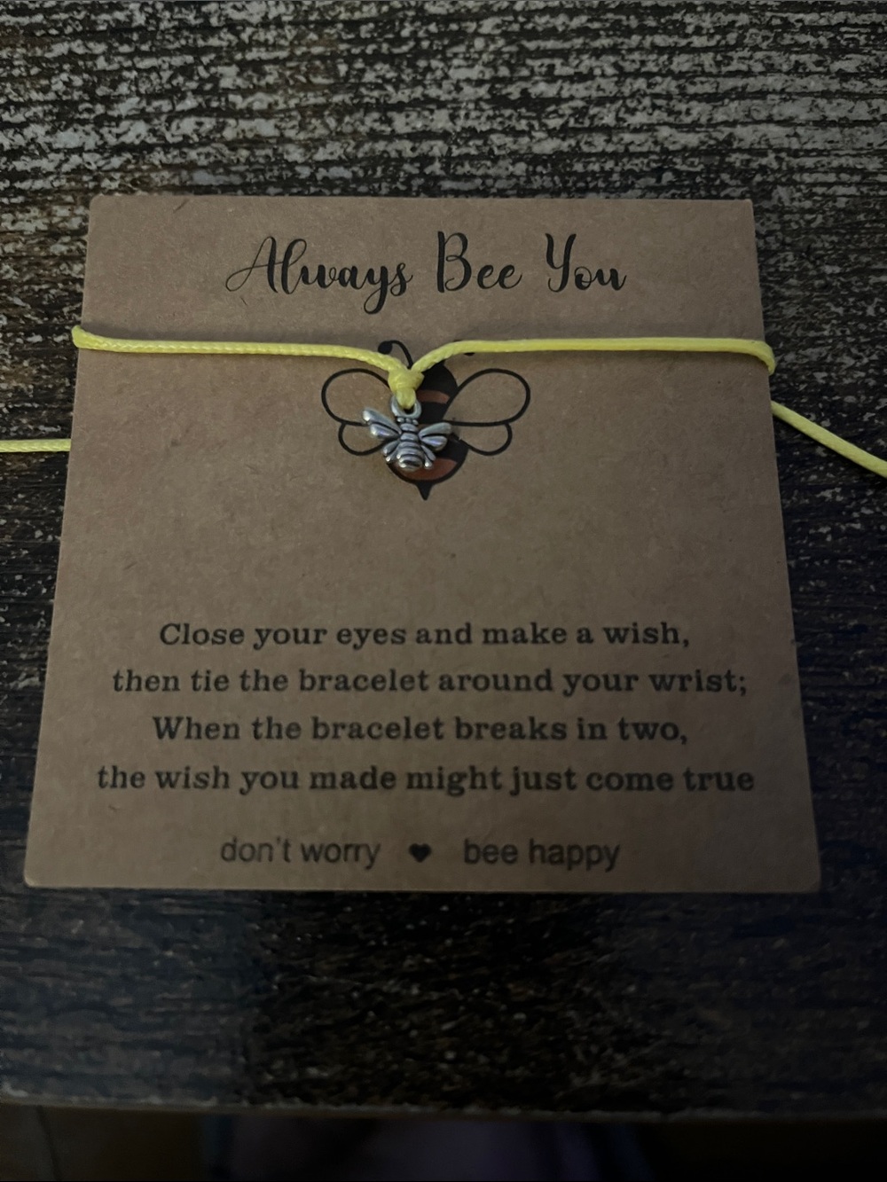 Always Bee You Yellow Bee Charm Wish Bracelet
